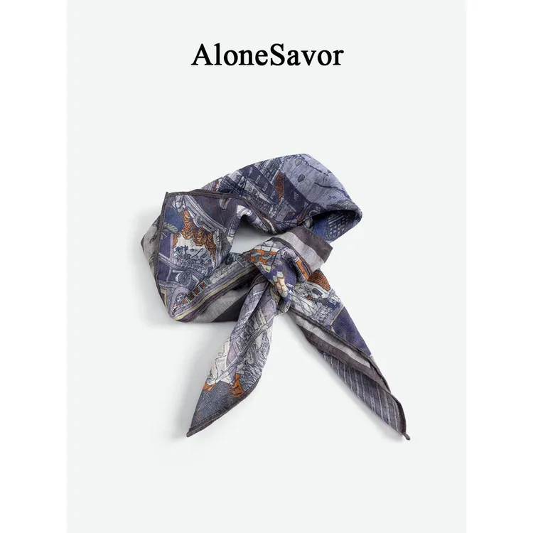 【ALONE SAVOR】 龍喜儿 轻奢真丝羊毛丝巾B420