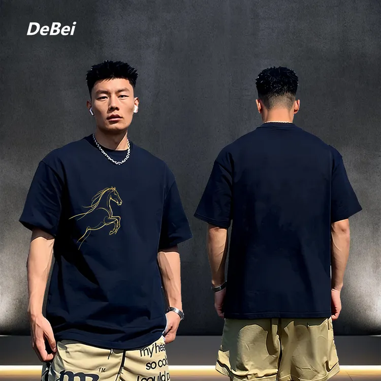 【马年新款】纯棉t恤圆领潮牌短袖男士夏季2026休闲重磅ins印花半袖