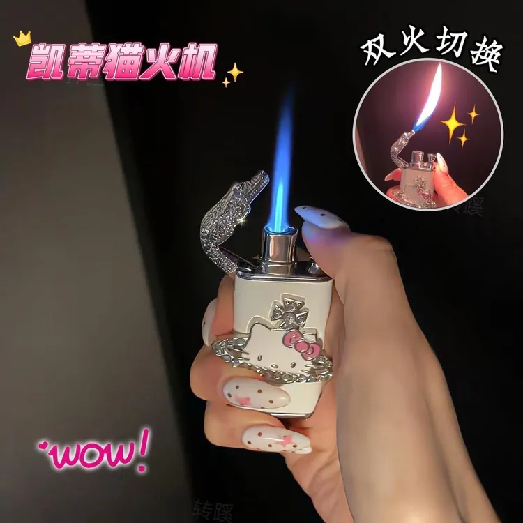 高颜值创意可爱ins网红双火个性KT猫防风高档打火机送男女友礼物