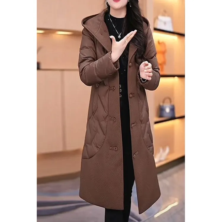 加厚保暖羽绒棉服外套女秋冬季洋气百搭妈妈装老年人帽子男款爸爸