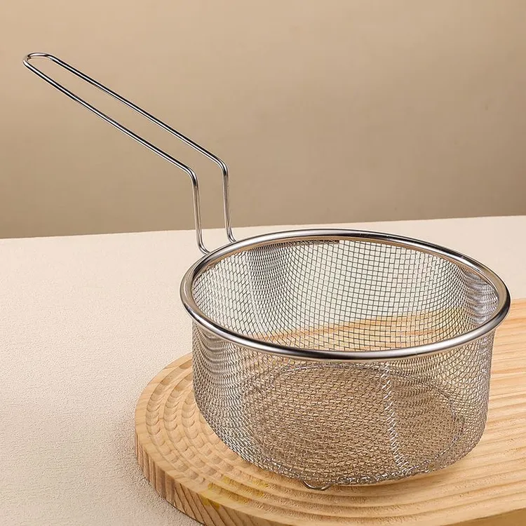 家用304不锈钢油炸网沥油漏网厨房炸篮捞面勺沥水洗菜大过滤网筛