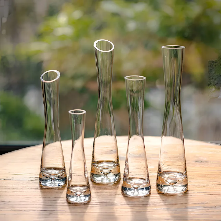 花瓶轻奢迷你花器客厅小口径玻璃瓶摆件鲜花北欧法式插花水培