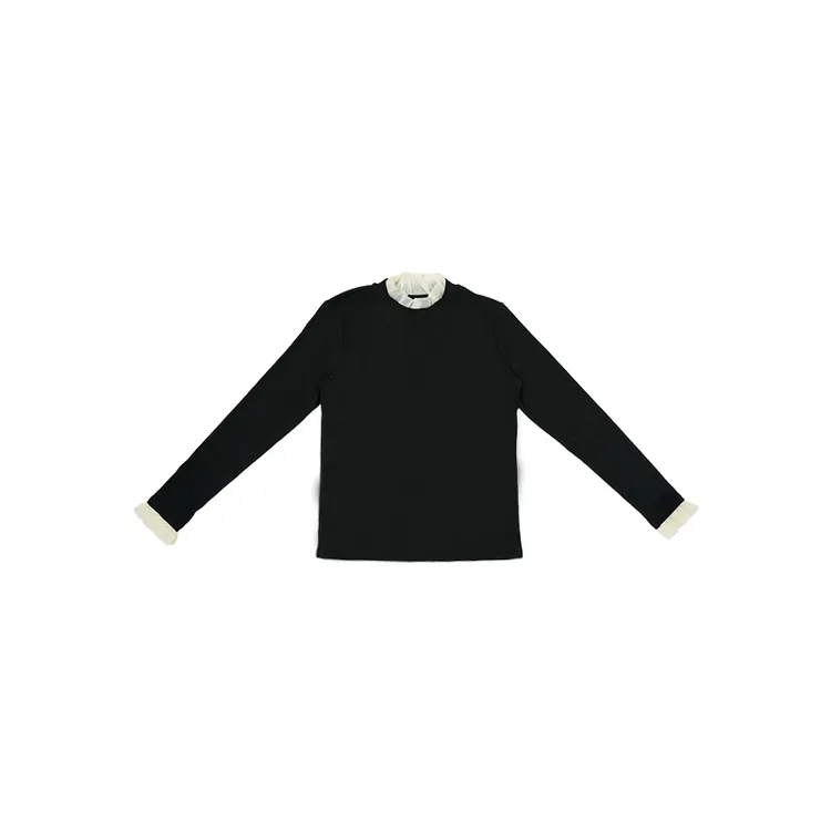  【U.M】古典羊绒软糯保暖木耳边打底T恤简约百搭