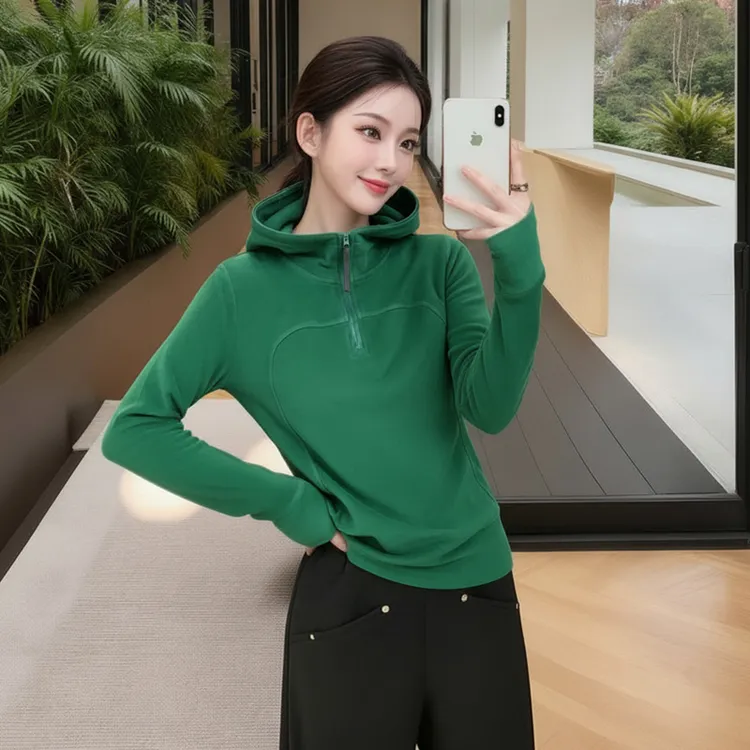韩系休闲气质感百搭卫衣女2025春季新款纯色显瘦连帽设计德绒上衣