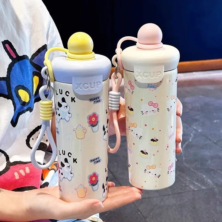 ins高颜值316不锈钢内底浮球保温杯大容量便携咖啡杯卡通学生杯子