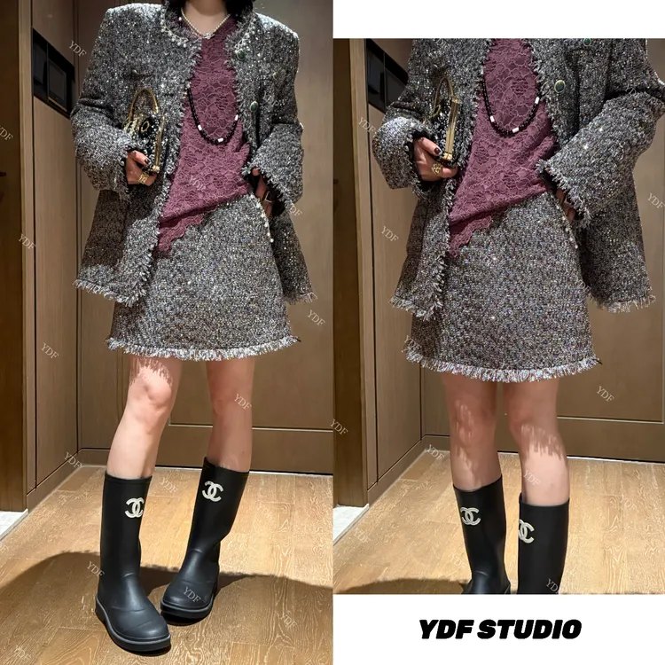 YDFSTUDIO小众【小香半裙】欧货早秋重工亮片设计时尚百搭半身裙
