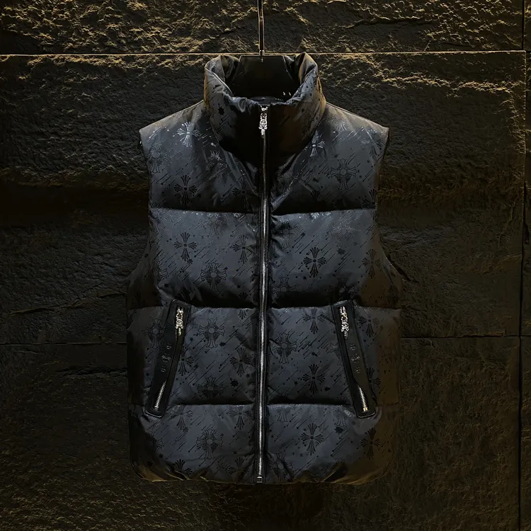 暗黑系潮牌白鸭绒羽绒马甲情侣秋冬季新款潮流坎肩外套加大码上衣