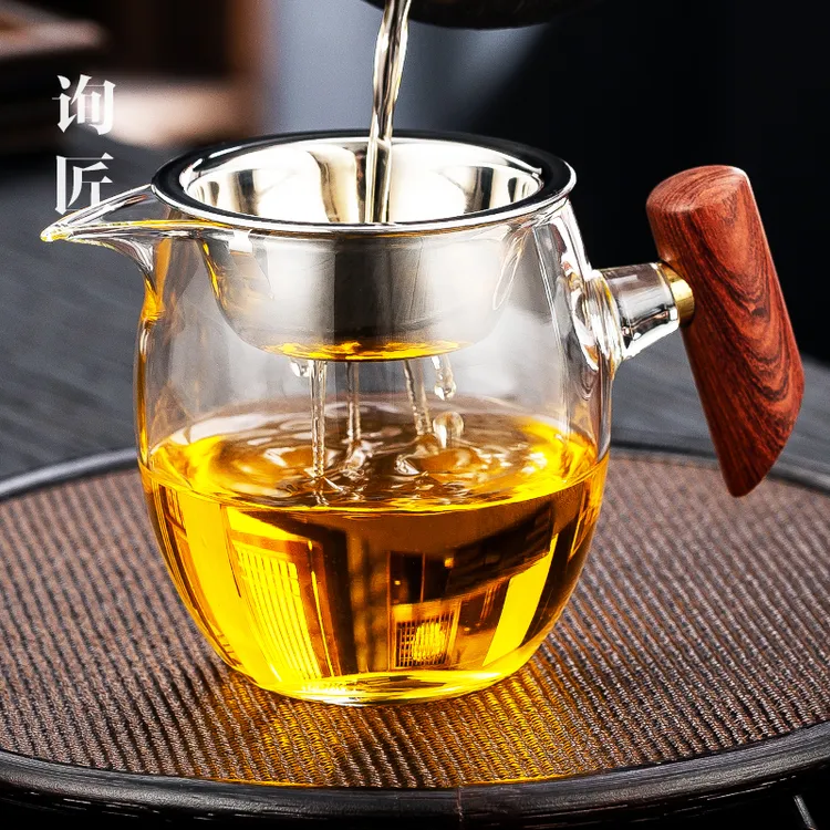 木璃公道杯加厚玻璃功夫茶倒茶杯分茶器侧把茶具一体茶漏茶滤透明
