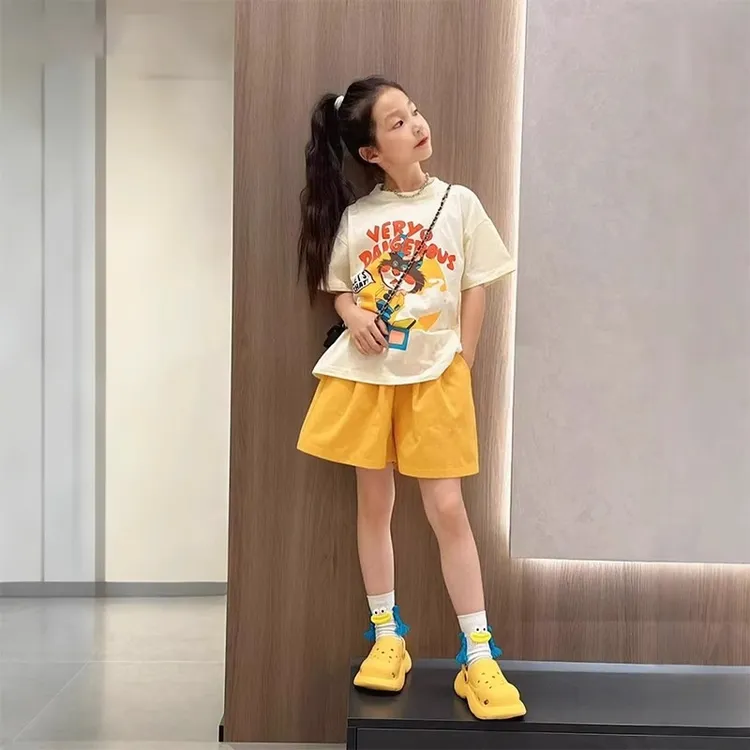 女童夏季套装2025新款时髦洋气夏装大童女孩夏日休闲运动短袖短裤