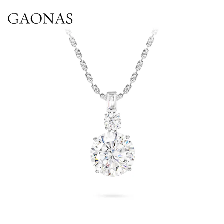 GAONAS 坠链均925银合成锆石 10克拉经典臻奢璀璨白色项链11372XW