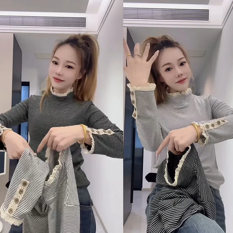 网红爆款时尚减龄修身显瘦圆领加绒T恤气质休闲简约通勤上衣潮