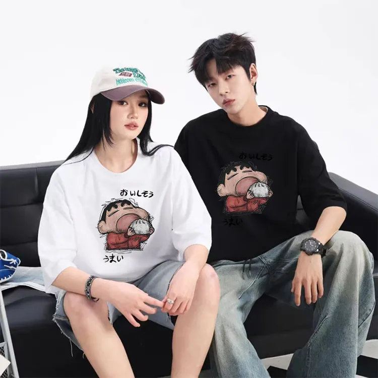 NASA联名款潮牌T恤迪桑棉情侣圆领男女同款200短袖素描小新