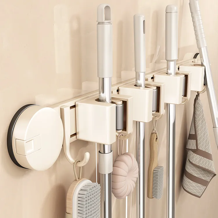优勤吸盘拖把壁挂夹挂钩免打孔架子卫生间置物架扫把墙上收纳神器