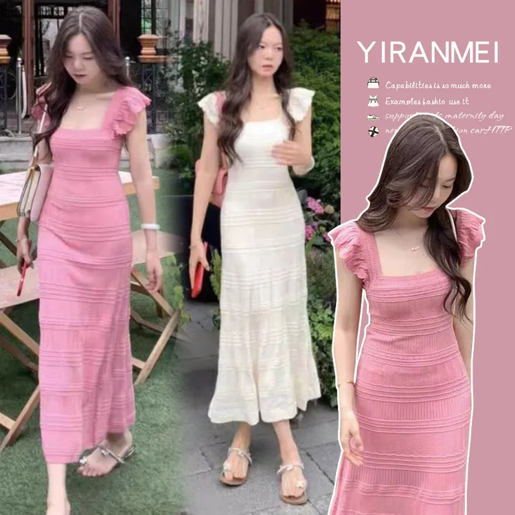 夏季孕妇装女新款韩版复古时尚辣妈穿搭包臀法式连衣裙中长款夏装