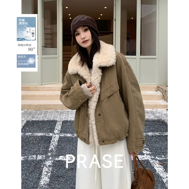 PRASE·噜【林中初雪】新国标90白鸭绒显瘦可拆卸毛领羽绒服PR510C72