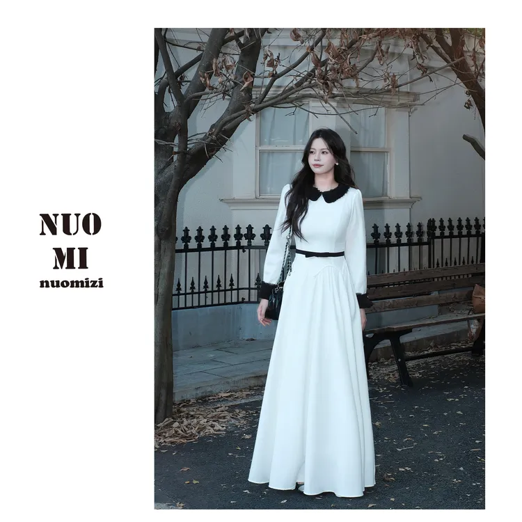 ZOZ糯米子[沪上千金]法式千金风连衣裙秋冬季显瘦收腰高级感长裙