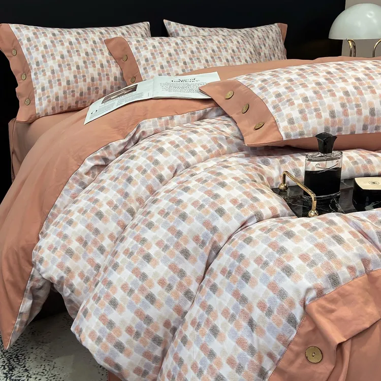 轻奢简约加厚全棉磨毛四件套纯棉被套秋冬床单床笠被套件床上用品