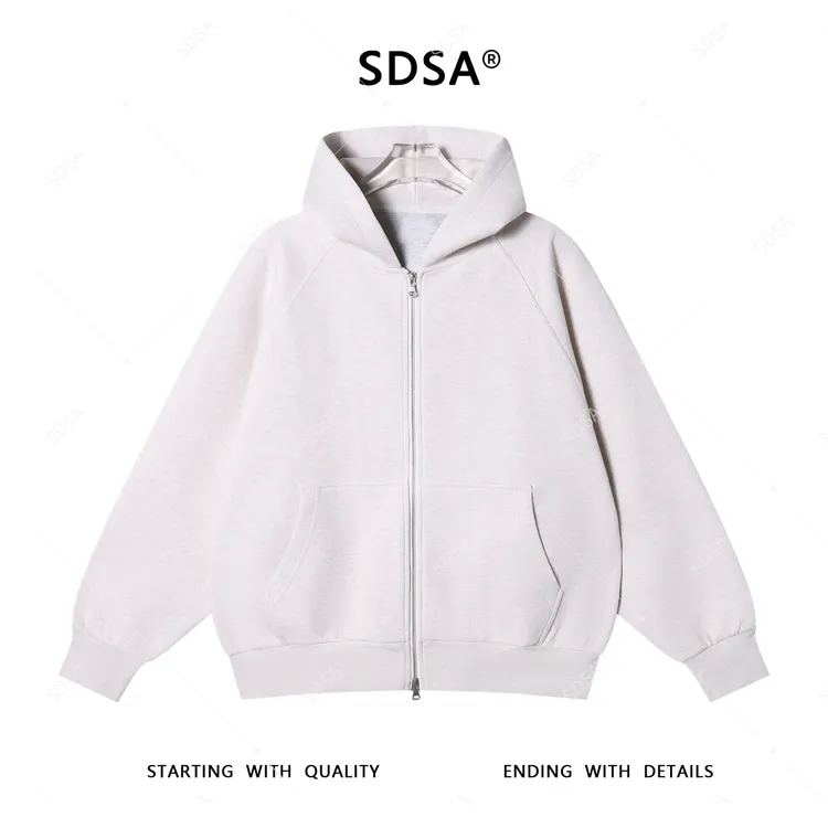 SDSA男士秋冬新款轻奢痞帅男装简约纯色拉链连帽开衫外套百搭卫衣