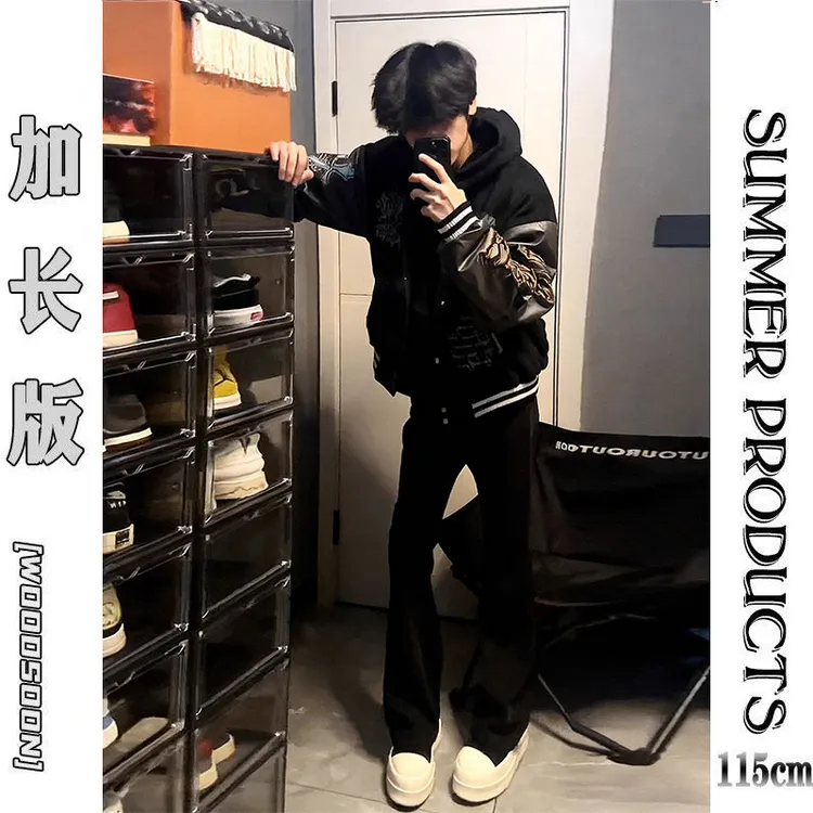 190高个子牛仔裤男秋季微加长版青少年vibe美式修身直筒百搭裤子