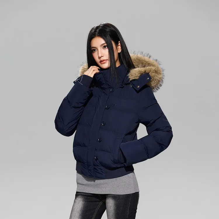 【Achock官方店】菲欧娜fiona保暖连帽棉服收腰显瘦毛茸茸短款棉衣