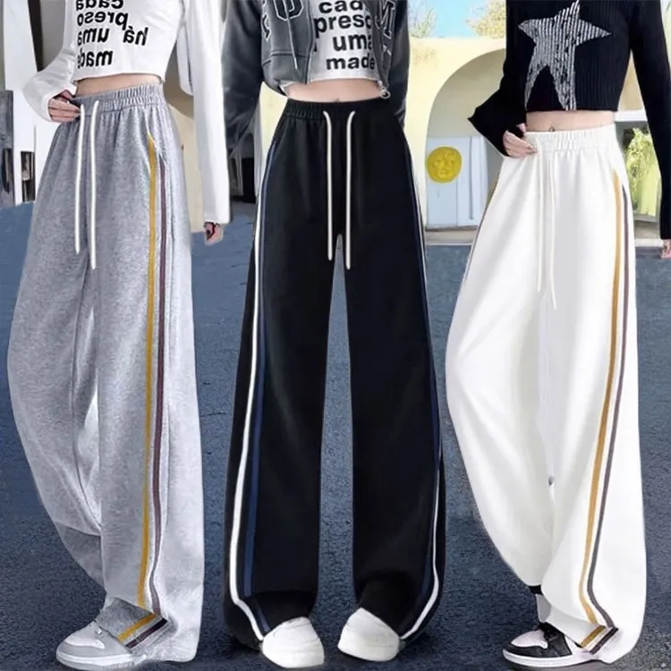 女童裤子秋季款女孩直筒运动裤宽松高腰青少年休闲裤春秋阔腿长裤