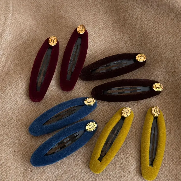 韩系丝绒椭圆刘海夹侧边夹女2025新款高级感气质一字夹发夹bb夹