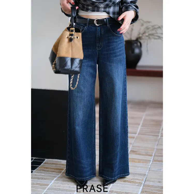 PRASE·噜【刚需直腿】微胖轻奢设计款早秋棉休闲宽松牛仔裤PR503C07