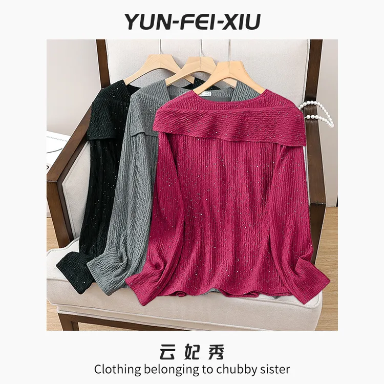 云妃秀大码女装针织衫时尚休闲高级感气质百搭宽松显瘦秋季12729
