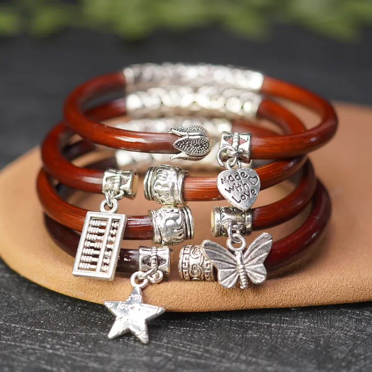 天然西藏鸡血藤手镯吊坠装饰藤手环镯子