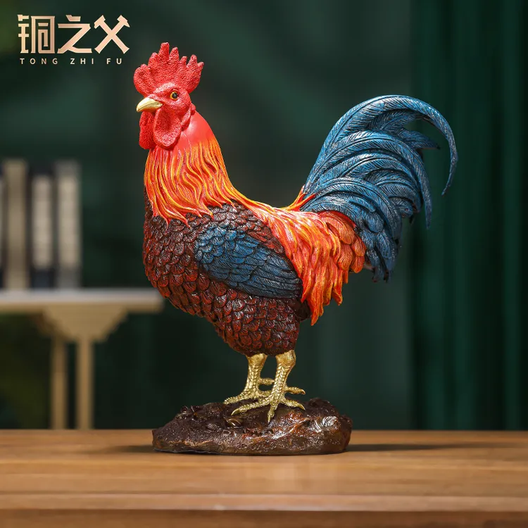 铜之父全铜工艺品万事大吉如意公鸡摆件酒柜家居饰品乔迁礼品