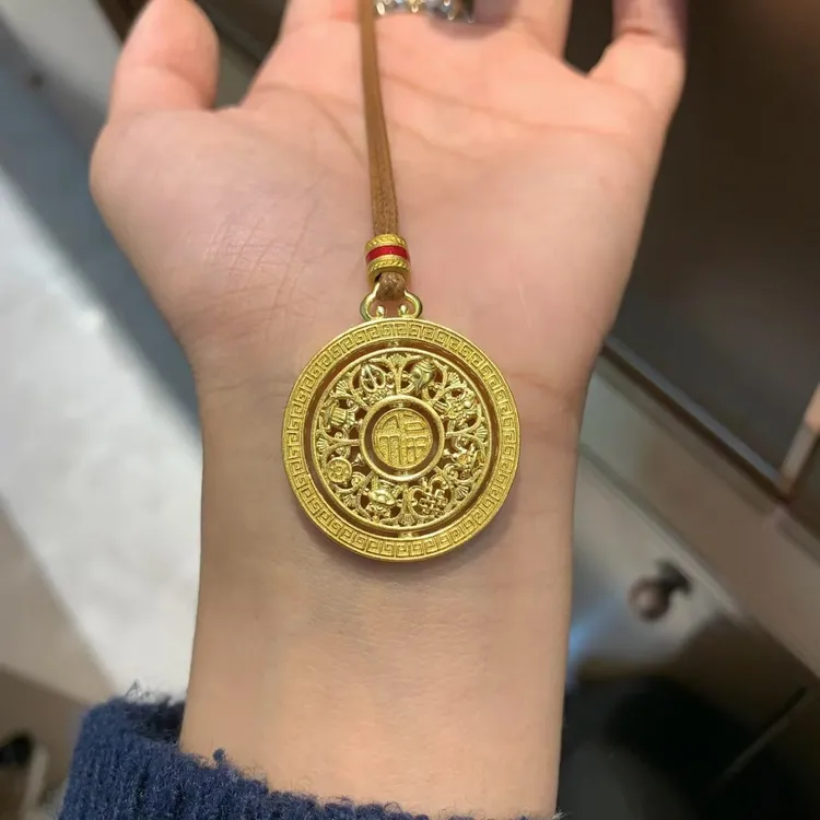 黄金项链八宝罗盘黄金吊坠足金999福字金项链时来运转5D硬金礼物