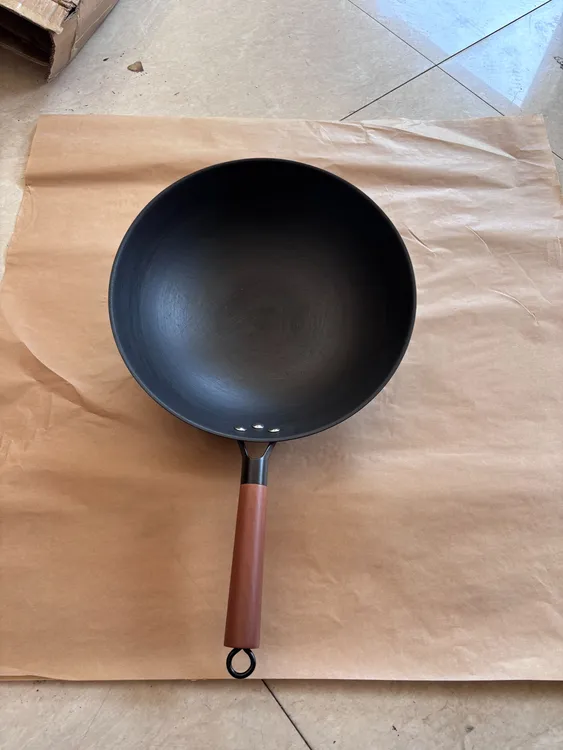 （抖音张公子同款）1老式生铁锅家用炒锅不粘锅圆底锅铸铁锅燃气灶