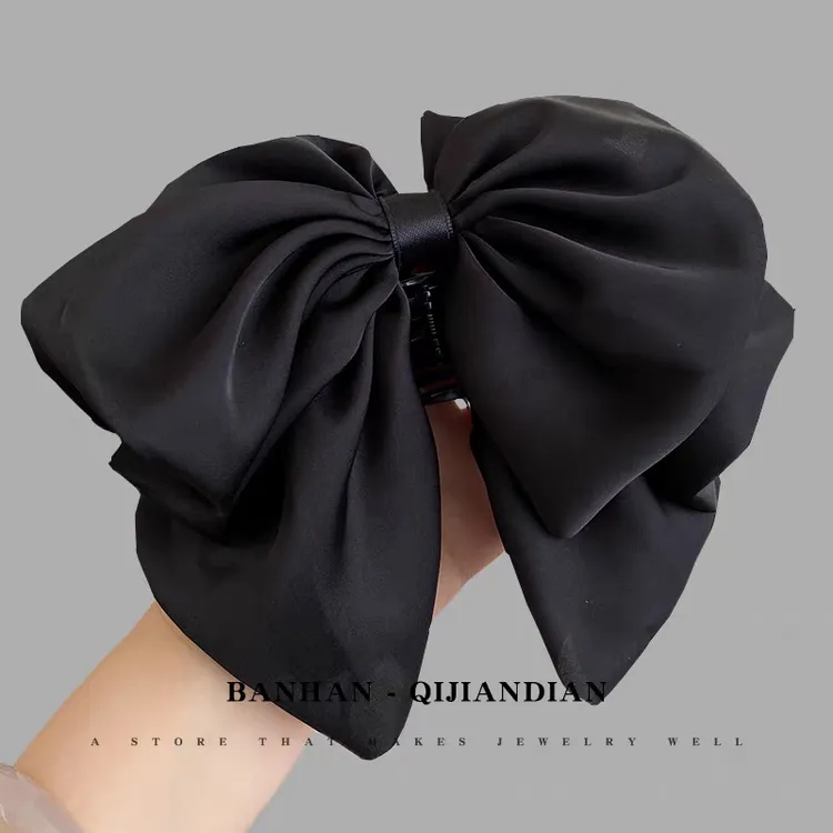 法式缎面蝴蝶结花苞抓夹女后脑勺蓬松显发量马尾夹高级感气质发夹