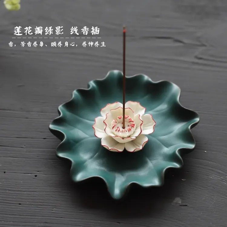 家用室内禅意莲花线香插精致香座