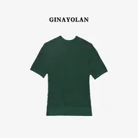 GINAYOLAN/瑾颜【流星雨系列】奢华亮闪夏季半高领提花针织衫短袖女
