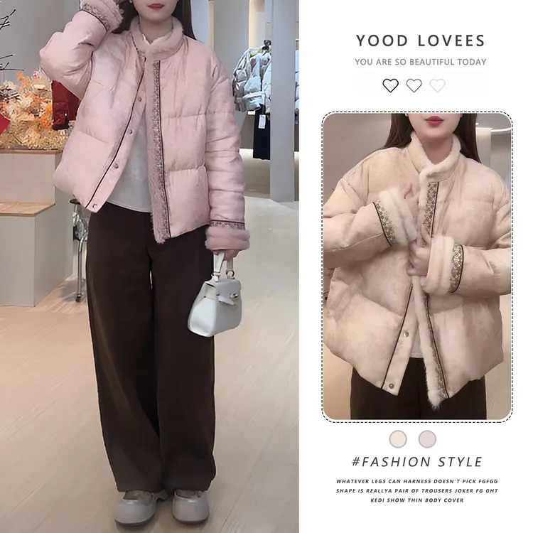 2025冬季新款气质时尚超好看毛毛拼接棉服休闲百搭宽松显瘦外套