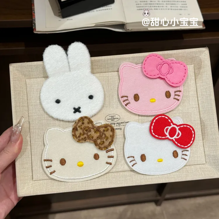 超可爱的猫咪脑袋!整理碎发魔术贴发卡化妆敷无痕刘海贴粘发贴