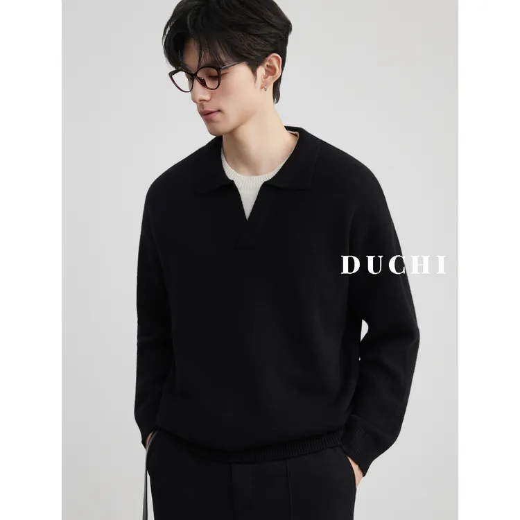 山羊绒针织衫假两件POLO翻领毛衣男2025新款秋冬高级羊毛保暖上衣