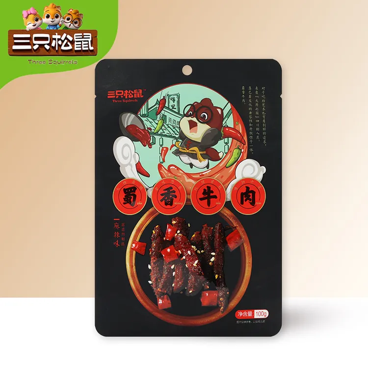 三只松鼠蜀香牛肉100g/袋香辣味牛肉干独立包装零食即食解馋小吃