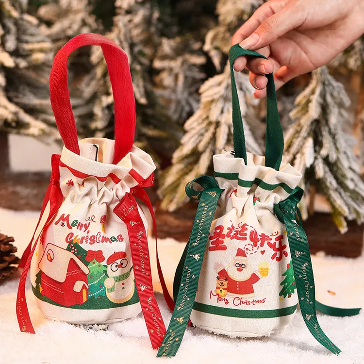 平安夜苹果袋圣诞节礼品袋帆布平安果袋子手提糖果礼物包装盒礼盒