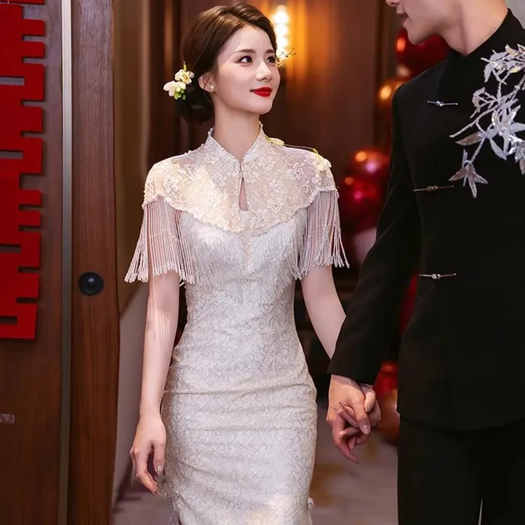 高端香槟色订婚旗袍2025新款国风登记领证新娘礼服回门答谢敬酒服