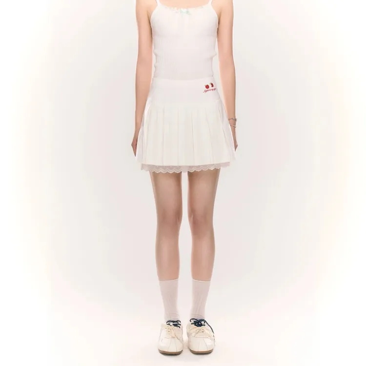umoumo 乌蘑（原 ntot）原创设计蕾丝修身高腰百搭百褶裙NOTQZ25108