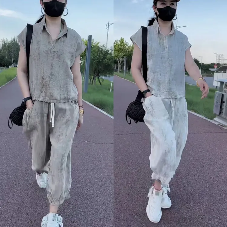 夏季宽松休闲时尚女洋气运动两件套