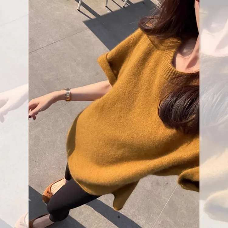 早春高级感短袖正肩t恤女高级感中长款遮屁股内搭打底衫软糯上衣