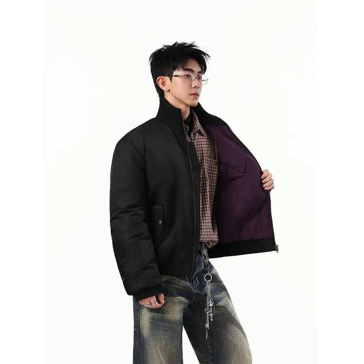 冬季保暖三防立领撞色飞行棉服男加厚短款休闲棒球夹克外套情侣潮