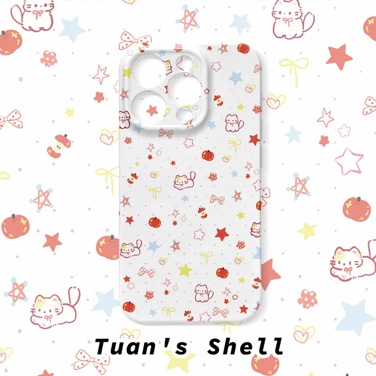 星星苹果猫菲林软壳适用苹果VIVO华为OPPO小米卡通ins风手机壳