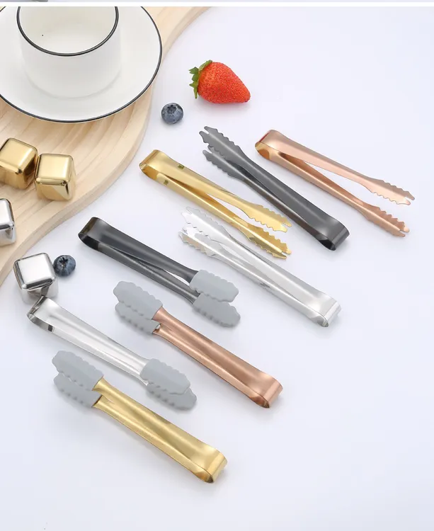 304不锈钢创意冰夹子食品级硅胶迷你冰夹方糖夹酒吧冰钳冰粒夹子