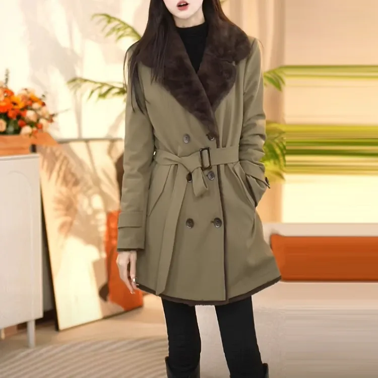 木雅精纺加绒加厚外套2025冬季新款轻奢气质时尚收腰显瘦保暖上衣