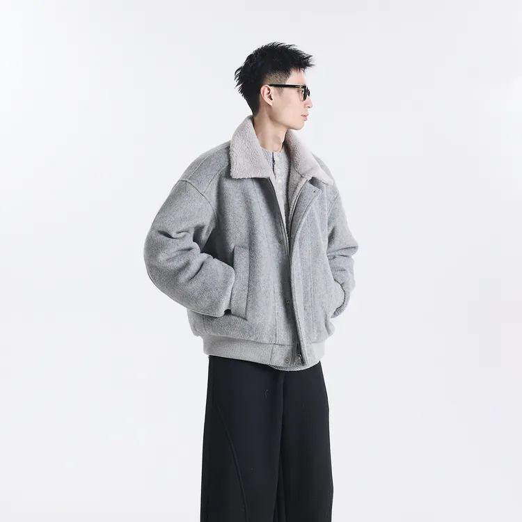 GCCDUPE77『风雪信』高定羊毛混纺毛呢拼接毛领90白鸭绒保暖羽绒服