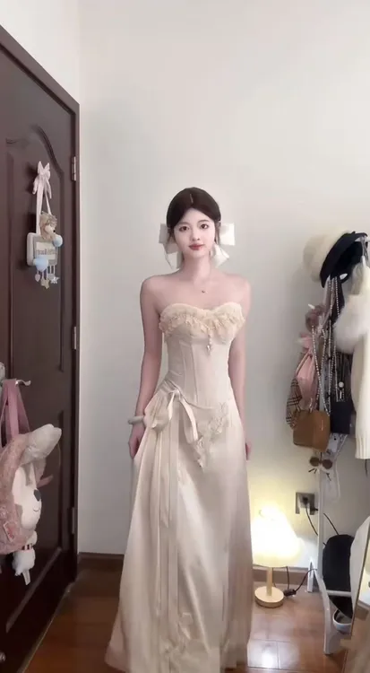 【B Y】纯欲风法式性感抹胸贵气鱼骨立体感复古上衣收半身裙套装女